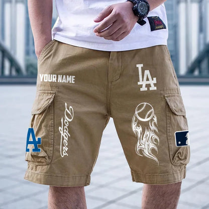 [FLASH SALE] NEW CUSTOMIZED MLB02 LAD LOS ANGELES DODGERS MEN'S CARGO SHORTS