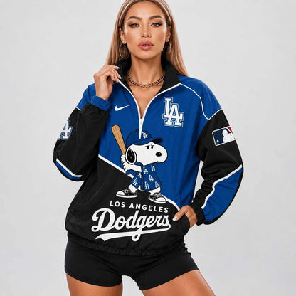 [FLASH SALE] NEW CUSTOMIZED MLB02 LAD LOS ANGELES DODGERS V-NECK ZIPPER SWEATSHIRT JACKET