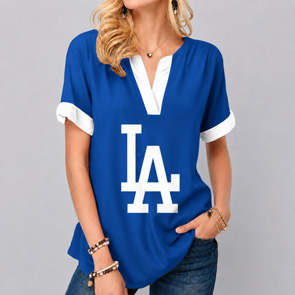LIMITED EDITION - NEW CUSTOMIZED MLB02 LAD LOS ANGELES DODGERS V-NECK FEMALE SHIRT