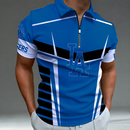 LIMITED EDITION - NEW CUSTOMIZED MLB02 LAD LOS ANGELES DODGERS ZIP POLO SHIRT