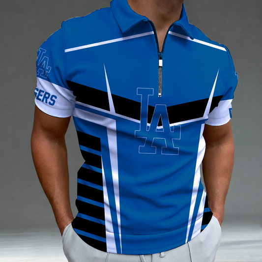 LIMITED EDITION - NEW CUSTOMIZED MLB02 LAD LOS ANGELES DODGERS ZIP POLO SHIRT