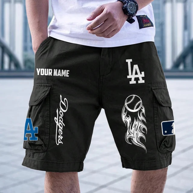 [FLASH SALE] NEW CUSTOMIZED MLB02 LAD LOS ANGELES DODGERS MEN'S CARGO SHORTS