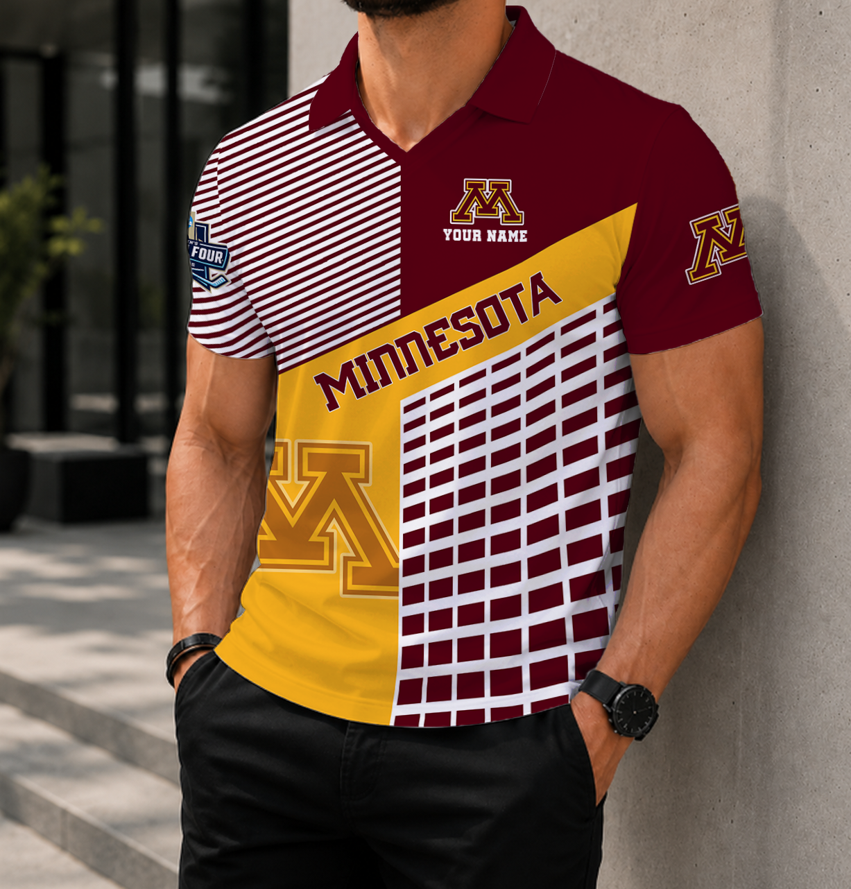 LIMITED EDITION - NEW CUSTOMIZED NCAA MFF02 MGG MINNESOTA GOLDEN GOPHERS POLO SHIRT