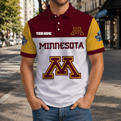EXCLUSIVE EDITION - NEW CUSTOMIZED NCAA MFF02 MGG MINNESOTA GOLDEN GOPHERS POLO SHIRT, ZIP POLO SHIRT & T-SHIRTS