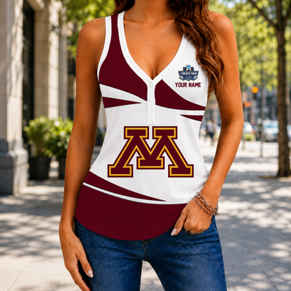 LIMITED EDITION - NEW CUSTOMIZED NCAA MFF02 MGG MINNESOTA GOLDEN GOPHERS WOMEN'S V-NECK TANK TOP