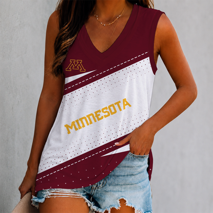 ELITE EDITION - NEW CUSTOMIZED NCAA MFF02 MGG MINNESOTA GOLDEN GOPHERS WOMEN'S V-NECK TANK TOP