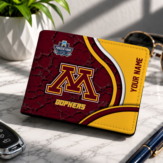 FINAL CLEARANCE - NEW CUSTOMIZED NCAA MFF02 MGG MINNESOTA GOLDEN GOPHERS LEATHER WALLET