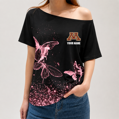 [FAN FAVORITE] NEW CUSTOMIZED NCAA MFF02 MGG MINNESOTA GOLDEN GOPHERS OFF-SHOULDER SHIRT