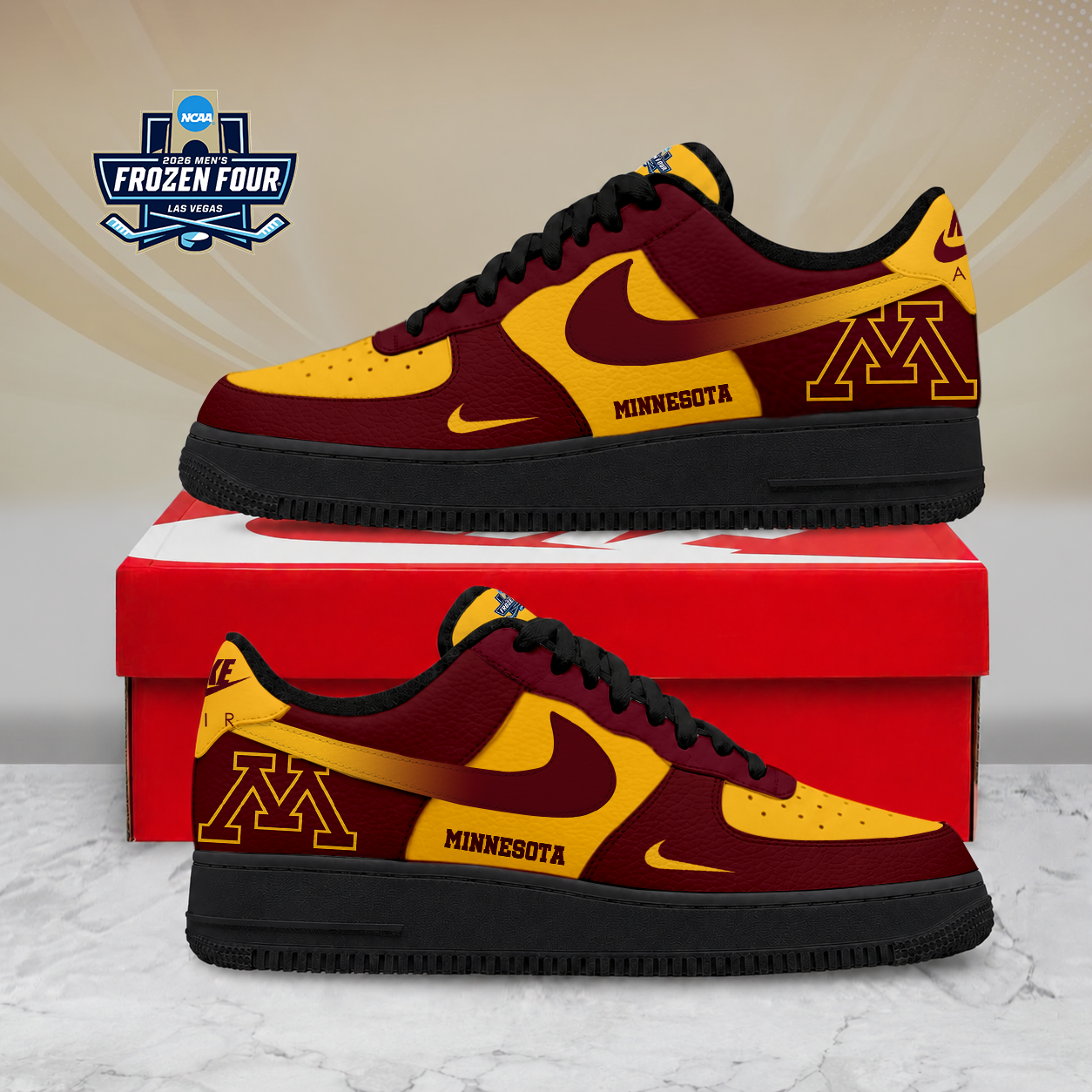 LIMITED EDITION - NEW CUSTOMIZED NCAA MFF02 MGG MINNESOTA GOLDEN GOPHERS AF1 SHOES