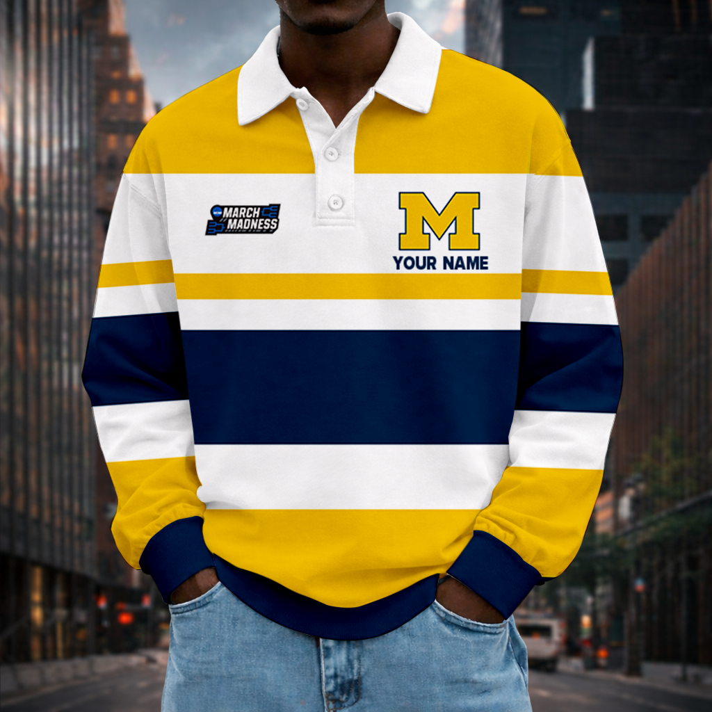 LIMITED EDITION - NEW CUSTOMIZED NCAA MAM02 MIW MICHIGAN WOLVERINES UNISEX LONG SLEEVE POLO