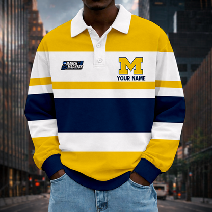 LIMITED EDITION - NEW CUSTOMIZED NCAA MAM02 MIW MICHIGAN WOLVERINES UNISEX LONG SLEEVE POLO