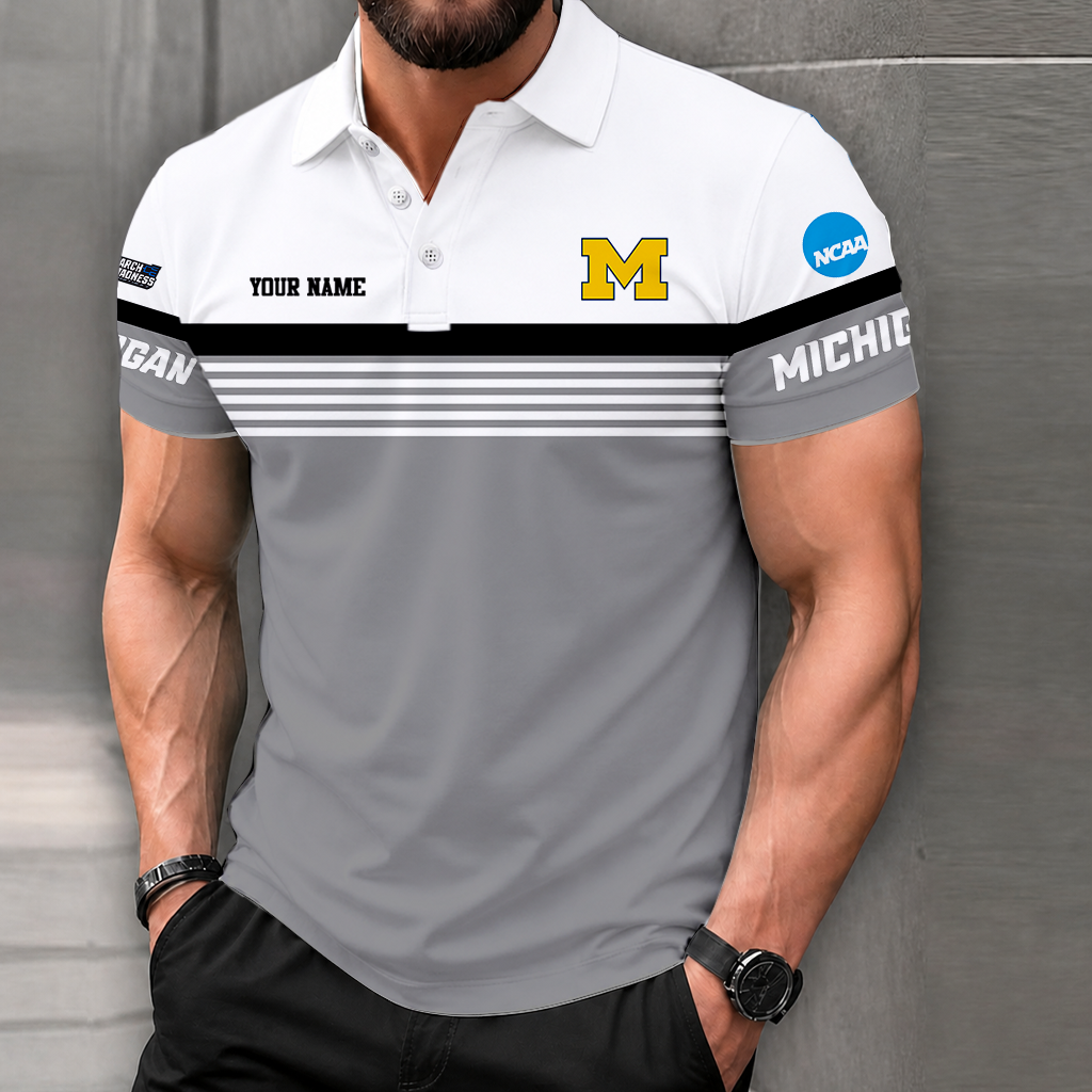 LIMITED EDITION - NEW CUSTOMIZED NCAA MAM02 MIW MICHIGAN WOLVERINES POLO SHIRT