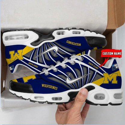 LIMITED EDITION - NEW CUSTOMIZED MAM NCAA02 MIW MI WOLVERINES UNISEX AIR MAX PLUS SNEAKERS