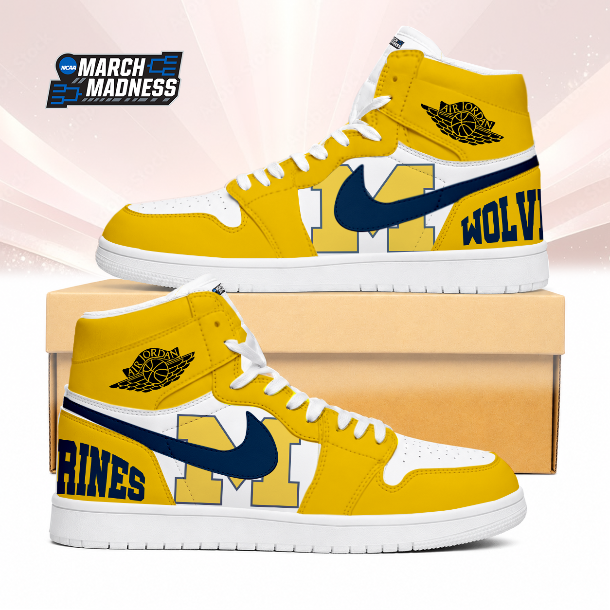 LIMITED EDITION - NEW CUSTOMIZED NCAA MAM02 MIW MICHIGAN WOLVERINES AIR JORDAN SNEAKERS