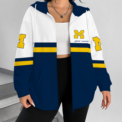 [FAN FAVORITE] NEW CUSTOMIZED NCAA MAM02 MIW MICHIGAN WOLVERINES STRAPPY ZIP HOODIE