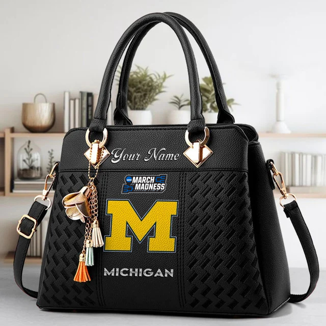 LIMITED EDITION - NEW CUSTOMIZED NCAA MAM02 MIW MICHIGAN WOLVERINES ZIP HANDBAG MULTICOLOR
