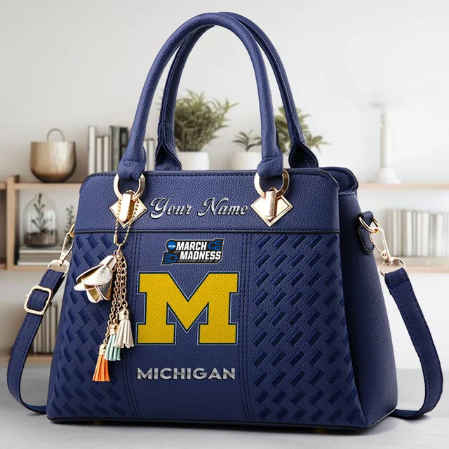 LIMITED EDITION - NEW CUSTOMIZED NCAA MAM02 MIW MICHIGAN WOLVERINES ZIP HANDBAG MULTICOLOR