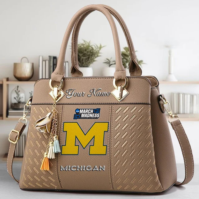 LIMITED EDITION - NEW CUSTOMIZED NCAA MAM02 MIW MICHIGAN WOLVERINES ZIP HANDBAG MULTICOLOR