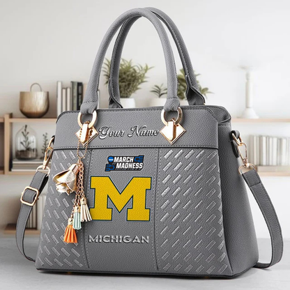 LIMITED EDITION - NEW CUSTOMIZED NCAA MAM02 MIW MICHIGAN WOLVERINES ZIP HANDBAG MULTICOLOR