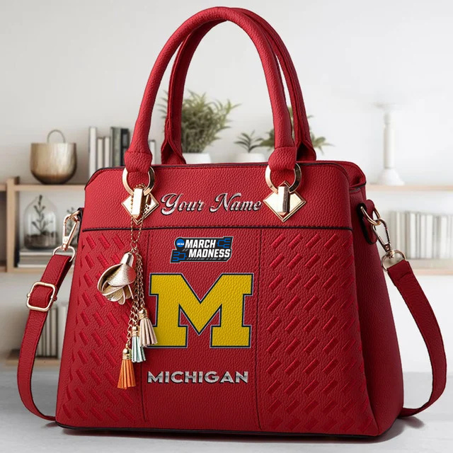 LIMITED EDITION - NEW CUSTOMIZED NCAA MAM02 MIW MICHIGAN WOLVERINES ZIP HANDBAG MULTICOLOR