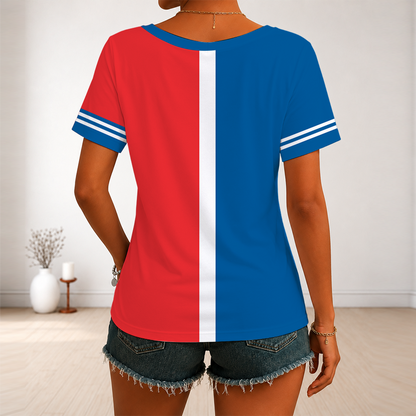 LIMITED EDITION - NEW CUSTOMIZED MLB02 LAD LOS ANGELES DODGERS V-NECK FEMALE SHIRT