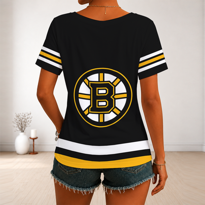 [SUPER SALE] NEW CUSTOMIZED NHL02 BTB BOSTON BRUINS V-NECK FEMALE SHIRT