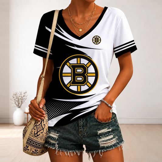 [SUPER SALE] NEW CUSTOMIZED NHL02 BTB BOSTON BRUINS V-NECK FEMALE SHIRT