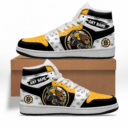 VIRAL EDITION - NEW CUSTOMIZED NHL02 BTB BOSTON BRUINS AIR JORDAN SNEAKERS