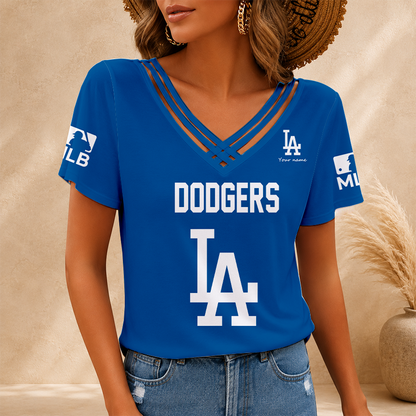 [FLASH SALE] NEW CUSTOMIZED MLB02 LAD LOS ANGELES DODGERS V-NECK SHIRT