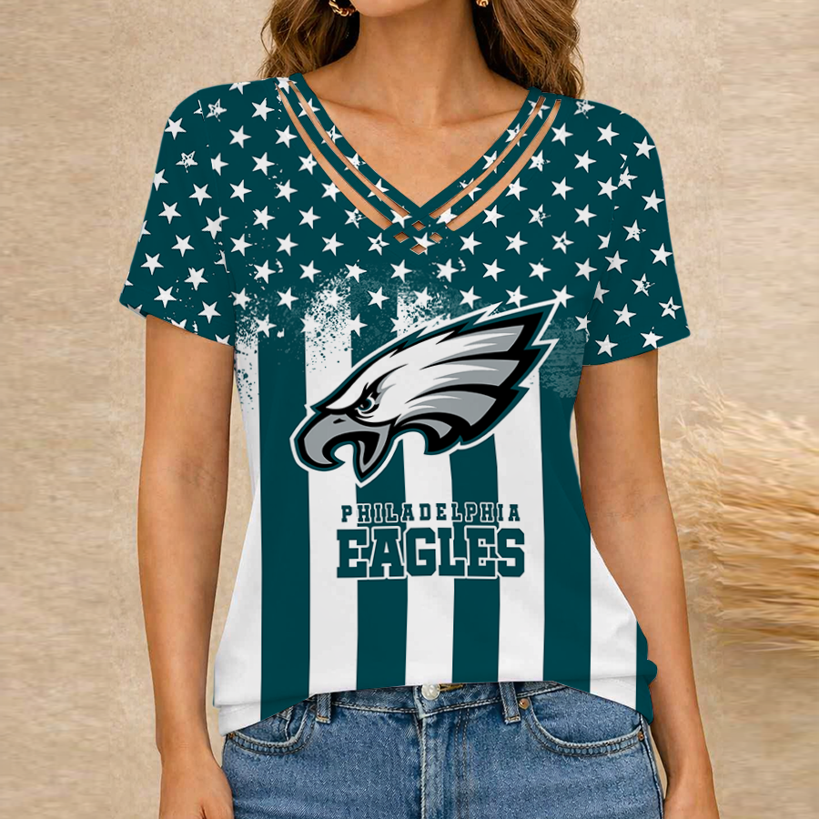 [SPECIAL OFFER] NEW CUSTOMIZED NFL02 PPE PHILADELPHIA EAGLES V-NECK SHIRT