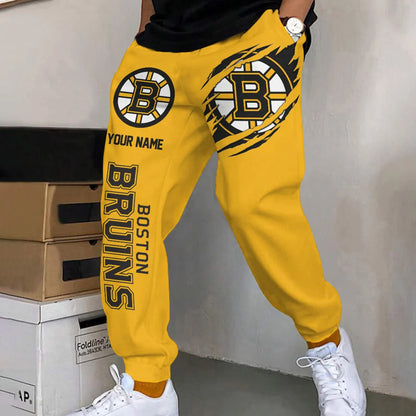 ELITE EDITION - NEW CUSTOMIZED NHL02 BTB BOSTON BRUINS SWEATPANTS