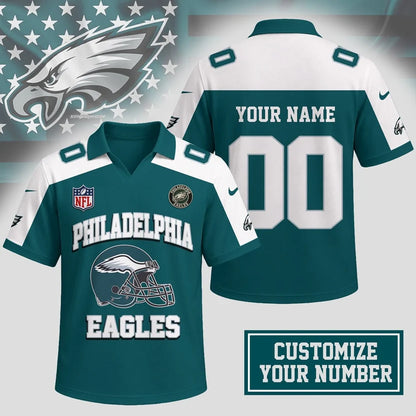 ELITE EDITION - NEW CUSTOMIZED NFL02 PPE PHILADELPHIA EAGLES POLO SHIRT