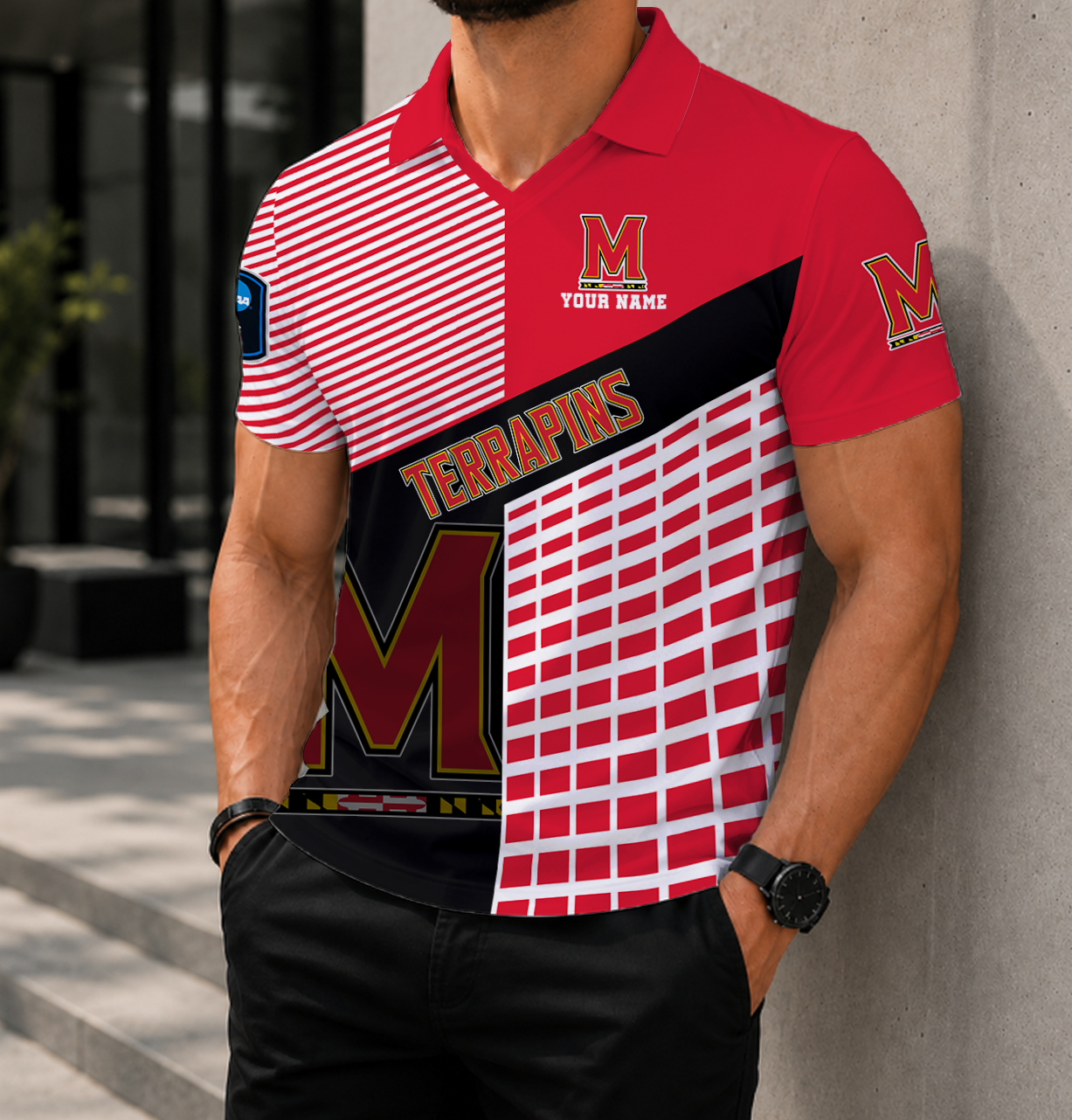 LIMITED EDITION - NEW CUSTOMIZED NCAA CFH02 MLT MARYLAND TERRAPINS POLO SHIRT