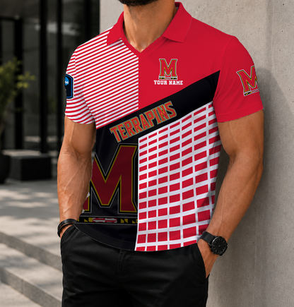 LIMITED EDITION - NEW CUSTOMIZED NCAA CFH02 MLT MARYLAND TERRAPINS POLO SHIRT