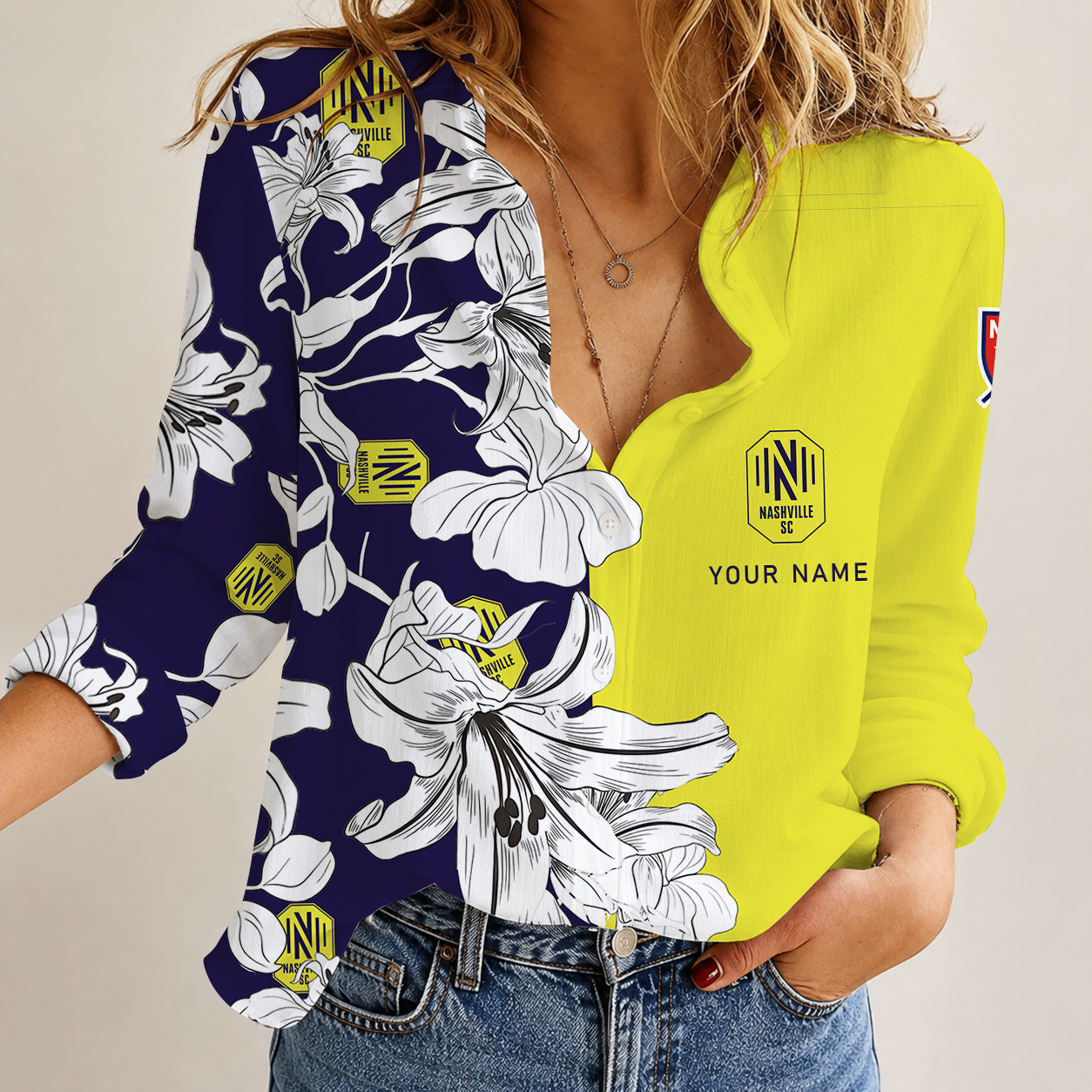 [FAN EXCLUSIVE] NEW CUSTOMIZED MLS02 NSC NASHVILLE SC WOMEN CASUAL SHIRT