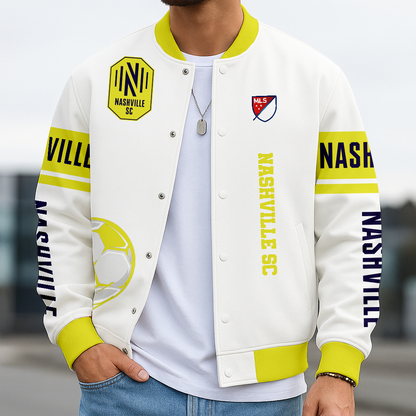 TOP SELLING - NEW CUSTOMIZED MLS02 NSC NASHVILLE SATIN VARSITY & BASEBALL JACKET
