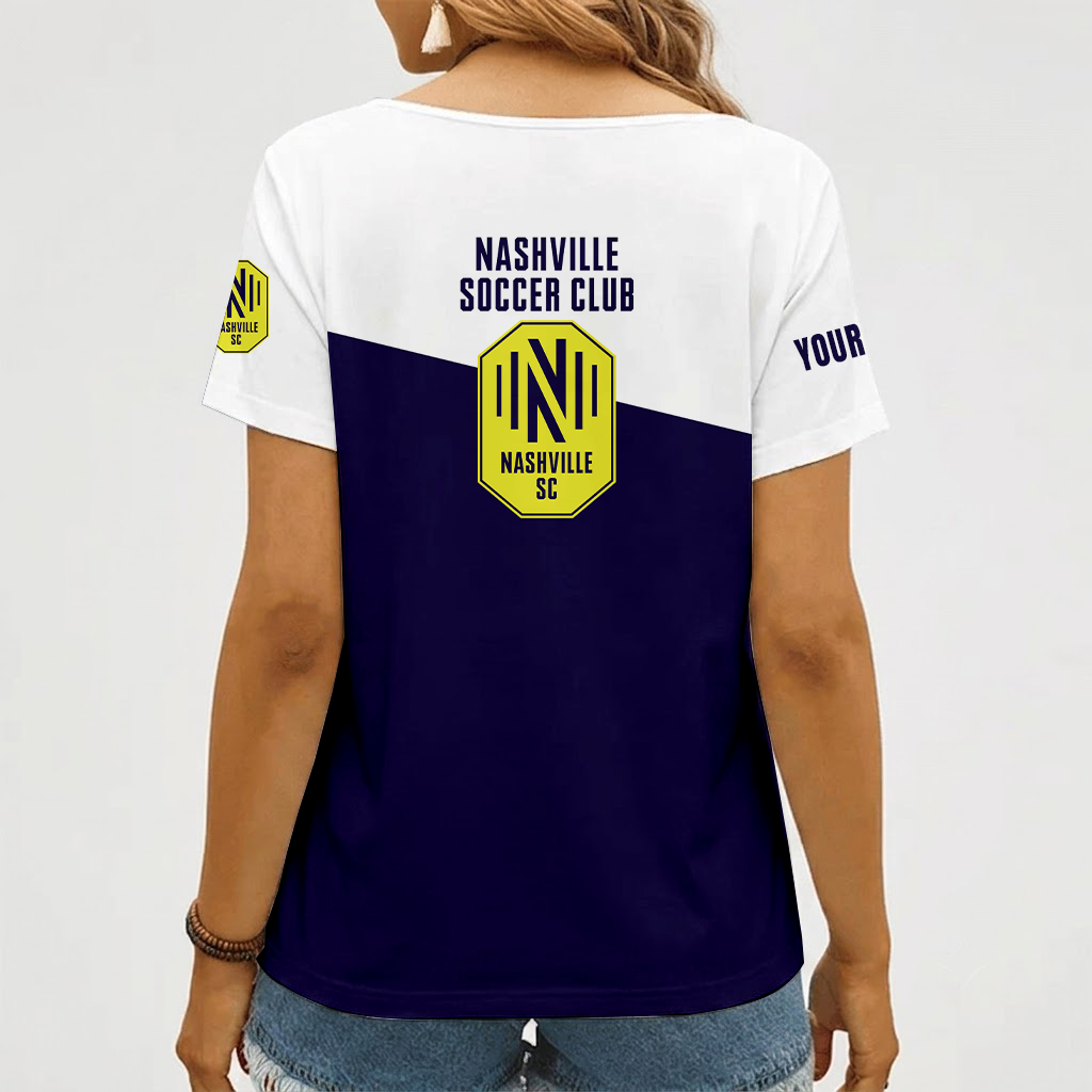 [FAN EXCLUSIVE] NEW CUSTOMIZED MLS02 NSC NASHVILLE SC V-NECK FEMALE SHIRT
