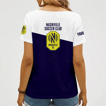 [FAN EXCLUSIVE] NEW CUSTOMIZED MLS02 NSC NASHVILLE SC V-NECK FEMALE SHIRT