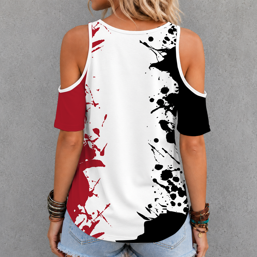 [FAN EXCLUSIVE] NEW CUSTOMIZED CFL02 OTT OTTAWA REDBLACKS STRAPPY CRISS CROSS V-NECK TOP
