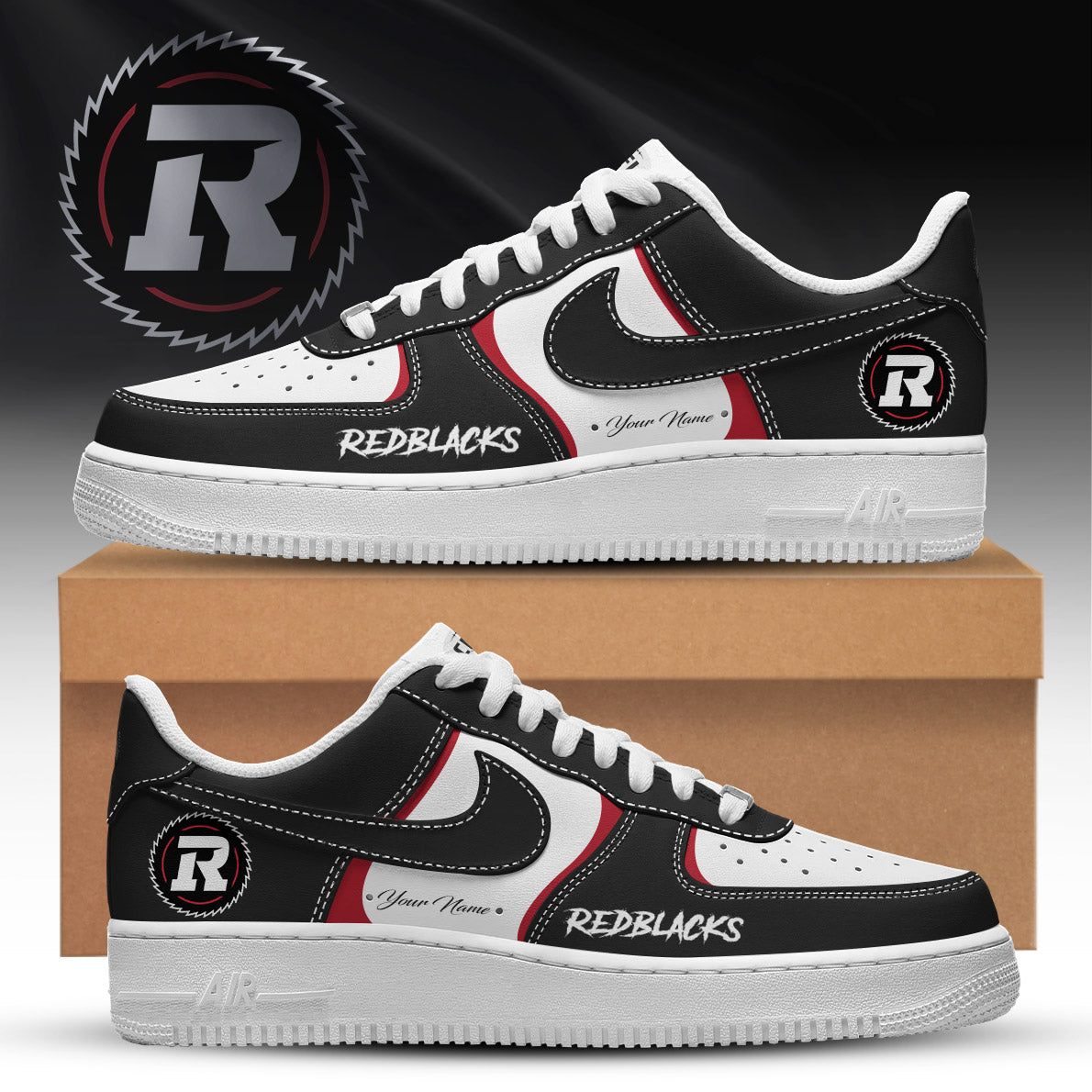 [FAN EXCLUSIVE] NEW CUSTOMIZED CFL02 OTT OTTAWA REDBLACKS AF1 SHOES