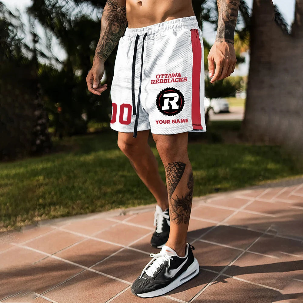 [FAN EXCLUSIVE] NEW CUSTOMIZED CFL02 OTT OTTAWA REDBLACKS SHORT PANTS