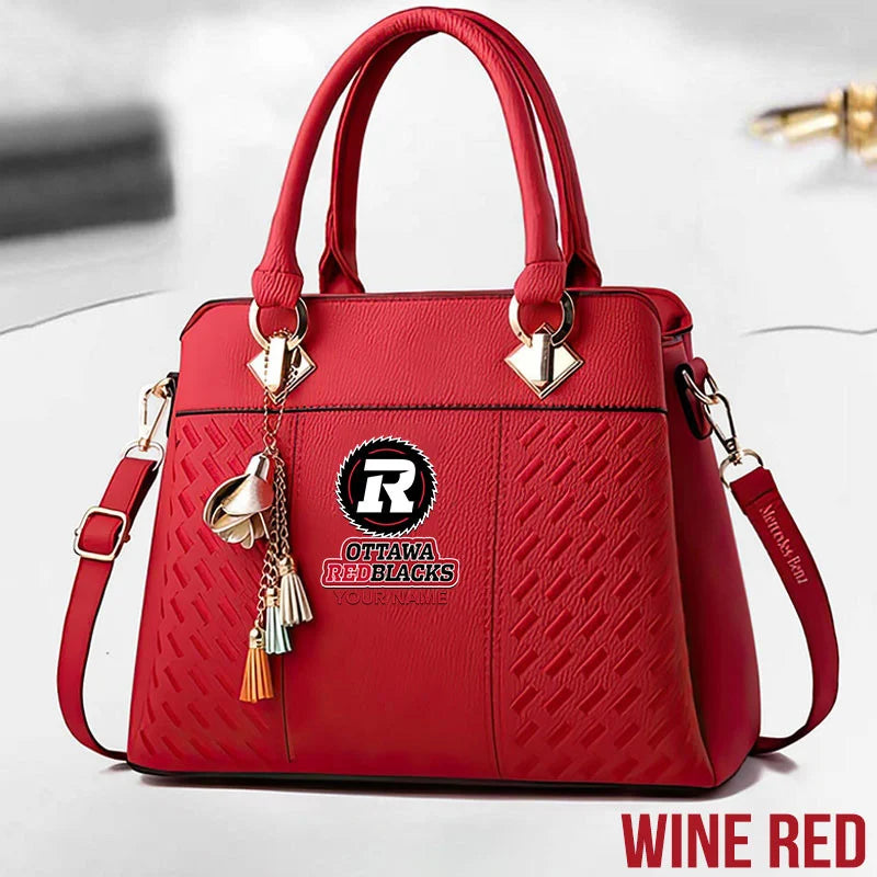 [FAN EXCLUSIVE] NEW CUSTOMIZED CFL02 OTT OTTAWA REDBLACKS MULTICOLOR HANDBAG