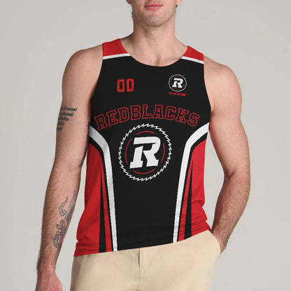 [FAN EXCLUSIVE] NEW CUSTOMIZED CFL02 OTT OTTAWA REDBLACKS UNISEX TANK TOP