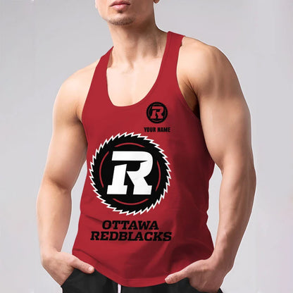 [FAN EXCLUSIVE] NEW CUSTOMIZED CFL02 OTT OTTAWA REDBLACKS UNISEX TANK TOP