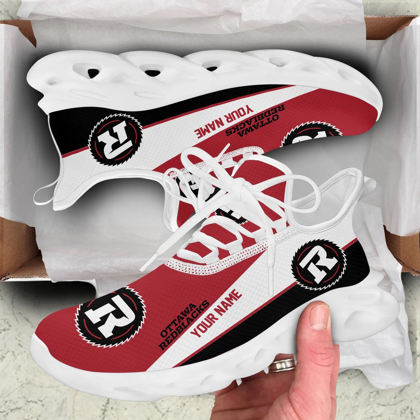 [FAN EXCLUSIVE] NEW CUSTOMIZED CFL02 OTT OTTAWA REDBLACKS MAX SOUL SHOES