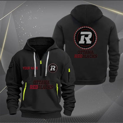 [FAN EXCLUSIVE] NEW CUSTOMIZED CFL02 OTT OTTAWA REDBLACKS MUTICOLOR QUARTER ZIP HOODIE
