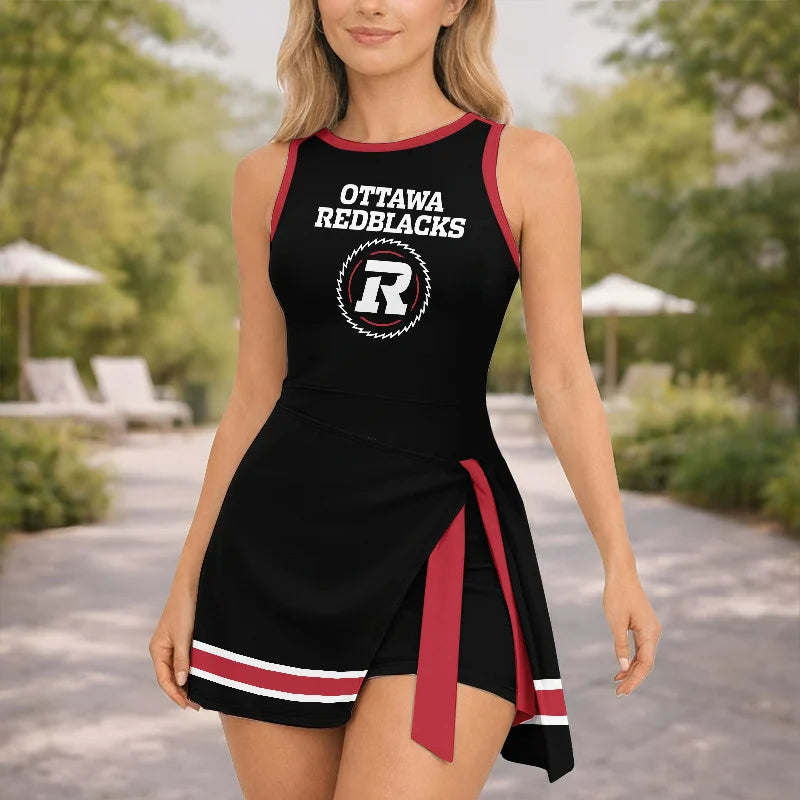 [FAN EXCLUSIVE] NEW CUSTOMIZED CFL02 OTT OTTAWA REDBLACKS WOMEN'S SUMMER SKORT DRESS