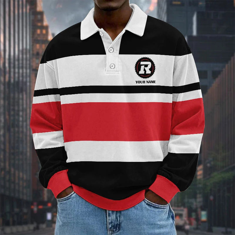 [FAN EXCLUSIVE] NEW CUSTOMIZED CFL02 OTT OTTAWA REDBLACKS LONG SLEEVE POLO