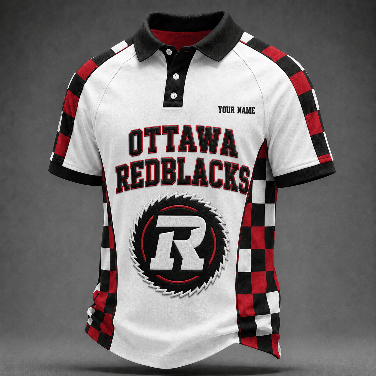 [FAN EXCLUSIVE] NEW CUSTOMIZED CFL02 OTT OTTAWA REDBLACKS POLO SHIRT