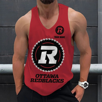[FAN EXCLUSIVE] NEW CUSTOMIZED CFL02 OTT OTTAWA REDBLACKS UNISEX TANK TOP